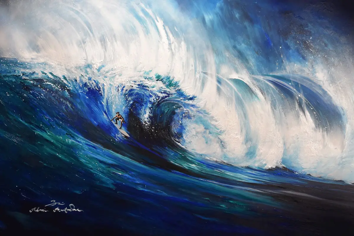 Eddie, peinture de grande vague par Rémi Bertoche